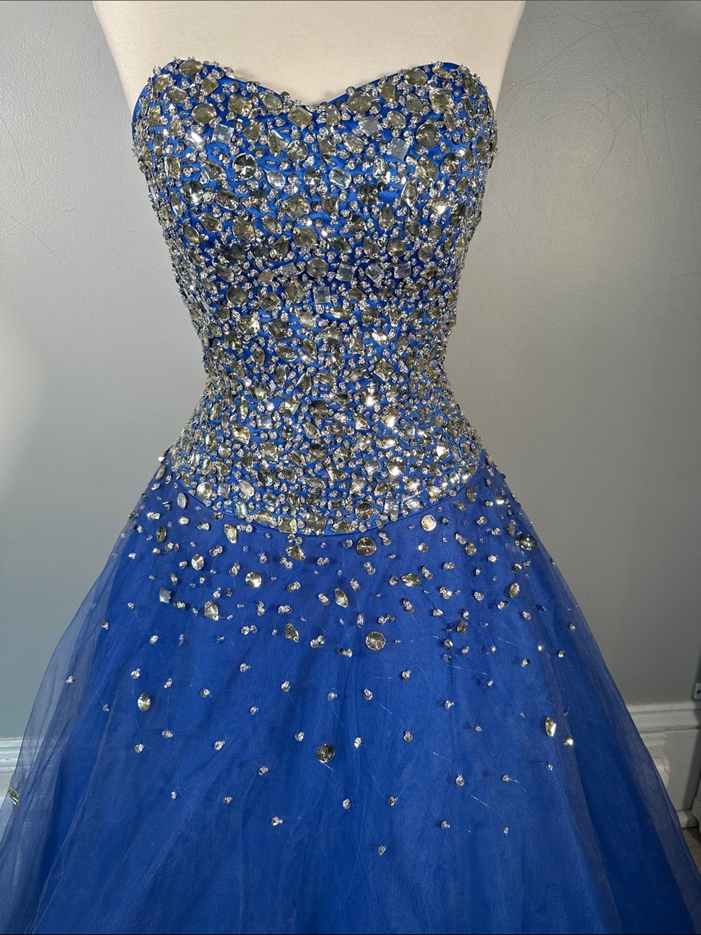 Royal Blue Strapless Prom Dress - Picture 4 of 10